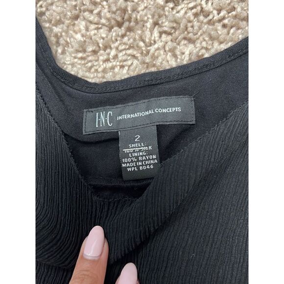 INC Crepe Tank Top Peplum Hem Double-Lined size 2 - Picture 3 of 4